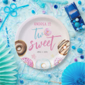 Donut Two Sweet Girl 2e verjaardag Papieren Bordje (Feest)