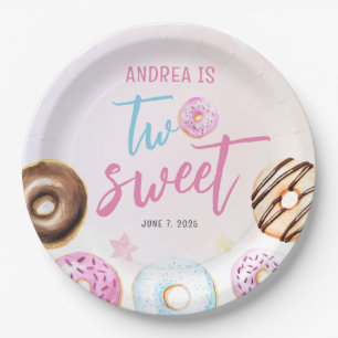 Donut Two Sweet Girl 2e verjaardag Papieren Bordje