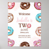 Donut Two Sweet Girl Sprinkles Poster Welkomstbord (Voorkant)