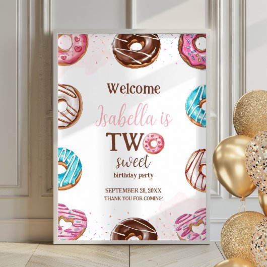 Donut Two Sweet Girl Sprinkles Poster Welkomstbord