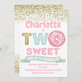 Donut Two Sweet Gold Sprinkles 2e verjaardag Kaart (Voorkant / Achterkant)
