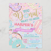 Donut Uitnodiging Birthday Uitnodiging (Voorkant / Achterkant)