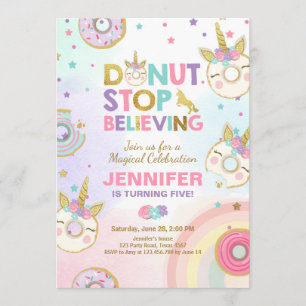 Donut Unicorn Birthday Uitnodiging Roze Gold Girl
