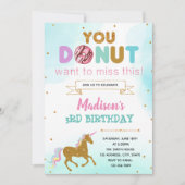 Donut unicorn verjaardagsfeestje uitnodiging (Voorkant)