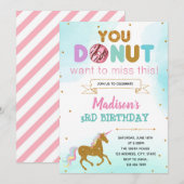 Donut unicorn verjaardagsfeestje uitnodiging (Voorkant / Achterkant)