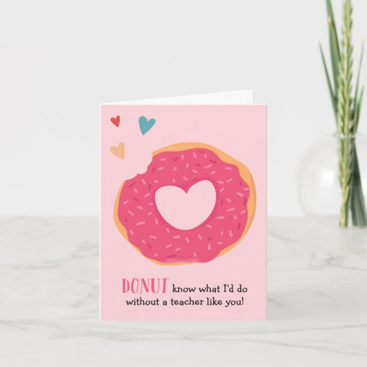 Donut Valentijn Holiday Teacher Card Feestdagen Kaart (Voorkant)