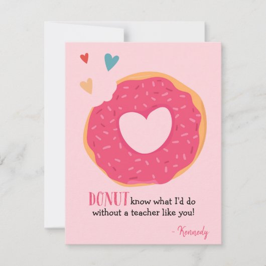 Donut Valentijn Holiday Teacher Card Feestdagenkaart (Voorkant)