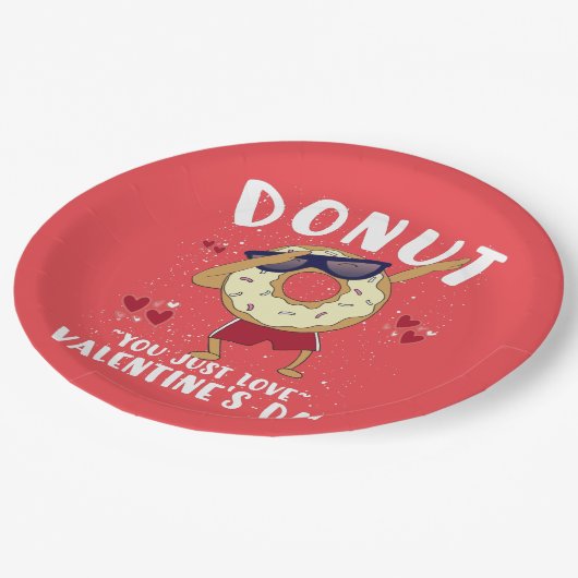 Donut Valentijnsdag Papieren Bordje (Gekanteld)