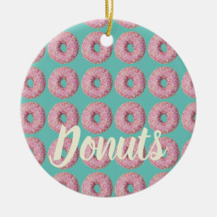 Donut Vegan Pattern for Vegetarian Sweet Tooth Keramisch Ornament