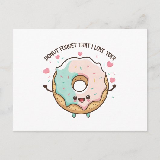 "Donut vergeet dat ik van je hou" Kawaii Donut Briefkaart (Voorkant)