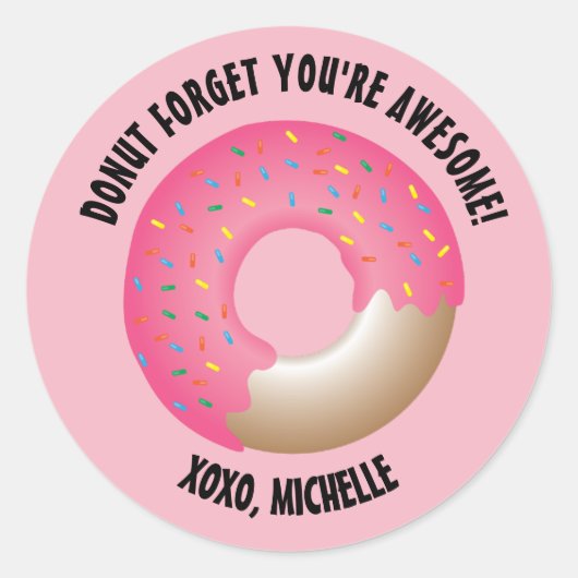 Donut Vergeet dat je de Valentijnsdag van Geweldig Ronde Sticker (Voorkant)