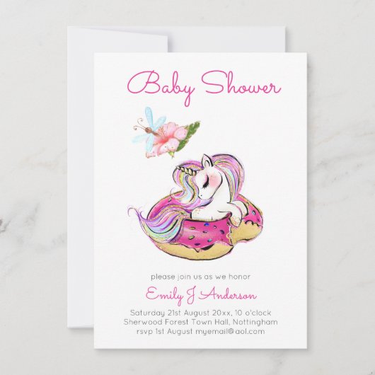 Donut Vergeet Mijn Baby Shower Eenhoorn Strooideko (Voorkant)