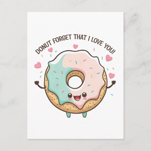 Donut Vergeet Niet Dat Ik Van Je Houd Valentijnsda Briefkaart (Voorkant)