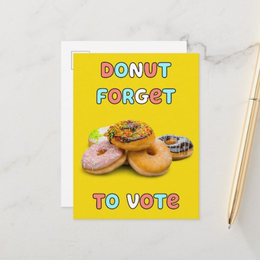 Donut vergeet te stemmen Briefkaart (Voorkant / Achterkant in situ)