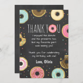 Donut Verjaardag Dank u Kaart Roze Meisje Doughnut (Voorkant / Achterkant)