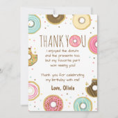 Donut Verjaardag Dank u Kaart Roze Meisje Doughnut (Voorkant)
