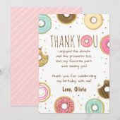 Donut Verjaardag Dank u Kaart Roze Meisje Doughnut (Voorkant / Achterkant)