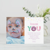 Donut Verjaardag Foto Bedankkaart (Staand voorkant)