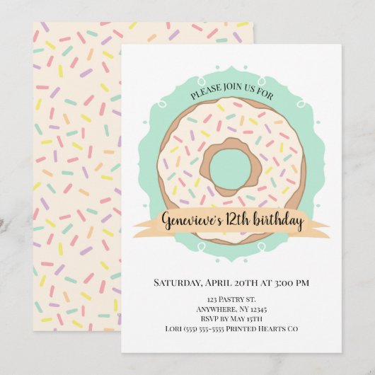 Donut Verjaardag Kaart (Voorkant / Achterkant)