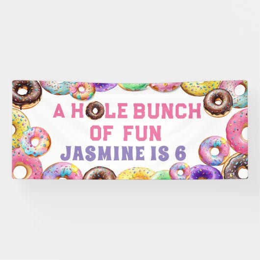 Donut Verjaardag Party Hole Bunch Fun Spandoek (Horizontaal)
