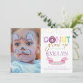 Donut Verjaardag Uitnodiging Donut Grow Up Foto (Staand voorkant)