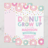 Donut Verjaardag Uitnodiging Donut Grow Up Party (Voorkant / Achterkant)