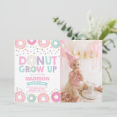 Donut Verjaardag Uitnodiging Donut Grow Up Party (Staand voorkant)