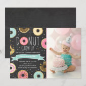 Donut Verjaardag Uitnodiging Donut Grow up party (Voorkant / Achterkant)
