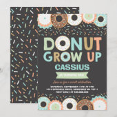 Donut Verjaardag Uitnodiging Donut Grow Up Party (Voorkant / Achterkant)