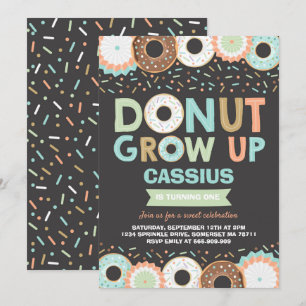 Donut Verjaardag Uitnodiging Donut Grow Up Party