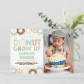 Donut Verjaardag Uitnodiging Donut Grow Up Party (Staand voorkant)