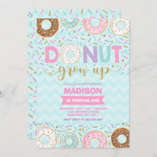 Donut Verjaardag Uitnodiging Donut Grow Up Party