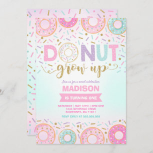 Donut Verjaardag Uitnodiging Donut Grow Up Party
