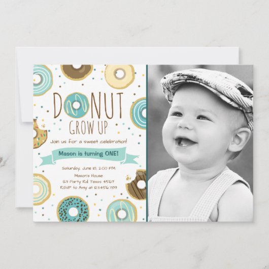 Donut Verjaardag Uitnodiging Donut Grow Up Party (Voorkant)