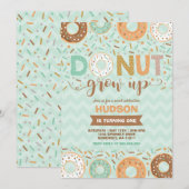 Donut Verjaardag Uitnodiging Donut Grow Up Party (Voorkant / Achterkant)