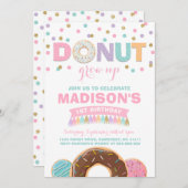 Donut Verjaardag Uitnodiging Donut Grow Up Party (Voorkant / Achterkant)