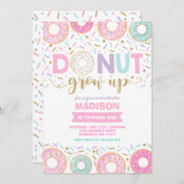 Donut Verjaardag Uitnodiging Donut Grow Up Party (Voorkant / Achterkant)