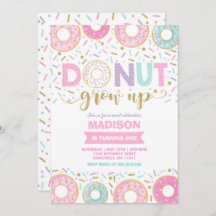 Donut Verjaardag Uitnodiging Donut Grow Up Party