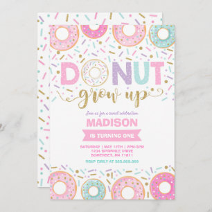 Donut Verjaardag Uitnodiging Donut Grow Up Party