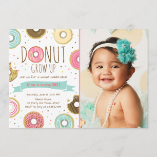 Donut Verjaardag Uitnodiging Donut Grow up party