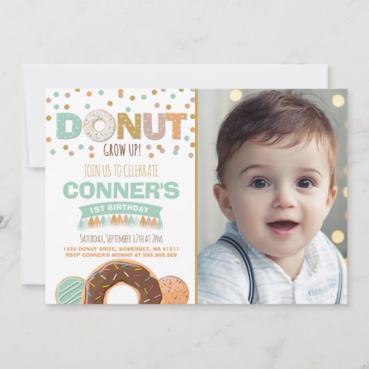 Donut Verjaardag Uitnodiging Donut Grow Up Party (Voorkant)