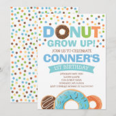 Donut Verjaardag Uitnodiging Donut Grow Up Party (Voorkant / Achterkant)