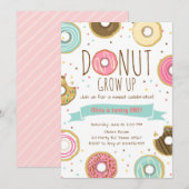 Donut Verjaardag Uitnodiging Donut Grow up party (Voorkant / Achterkant)