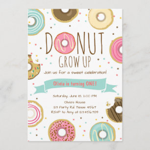Donut Verjaardag Uitnodiging Donut Grow up party