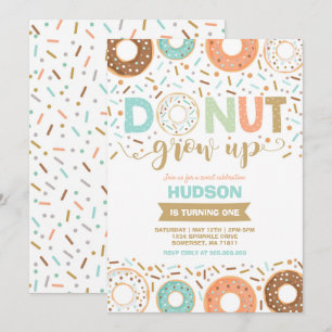 Donut Verjaardag Uitnodiging Donut Grow Up Party