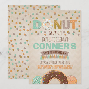 Donut Verjaardag Uitnodiging Donut Grow Up Party