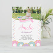 Donut Verjaardag Uitnodiging met foto (Staand voorkant)