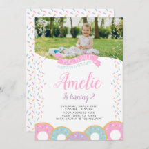 Donut Verjaardag Uitnodiging met foto