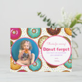 Donut Verjaardagsfeest Foto Bedankt Kaart (Staand voorkant)