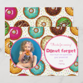 Donut Verjaardagsfeest Foto Bedankt Kaart (Voorkant / Achterkant)